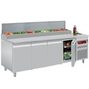 Mesa frigorífica ventilada, 4 puertas GN 1/1, 550 Lit.& estructura refrigerada 10x GN1/6