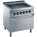 Cucina eléctrica 4 placas vitrocerámicas, horno eléctrico GN 2/1