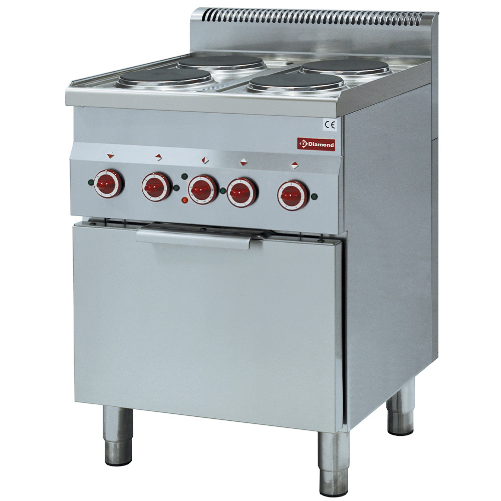Cocina 4 placas y horno a convección eléctrico GN 2/3