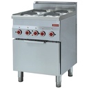 Cocina 4 placas y horno a convección eléctrico GN 2/3