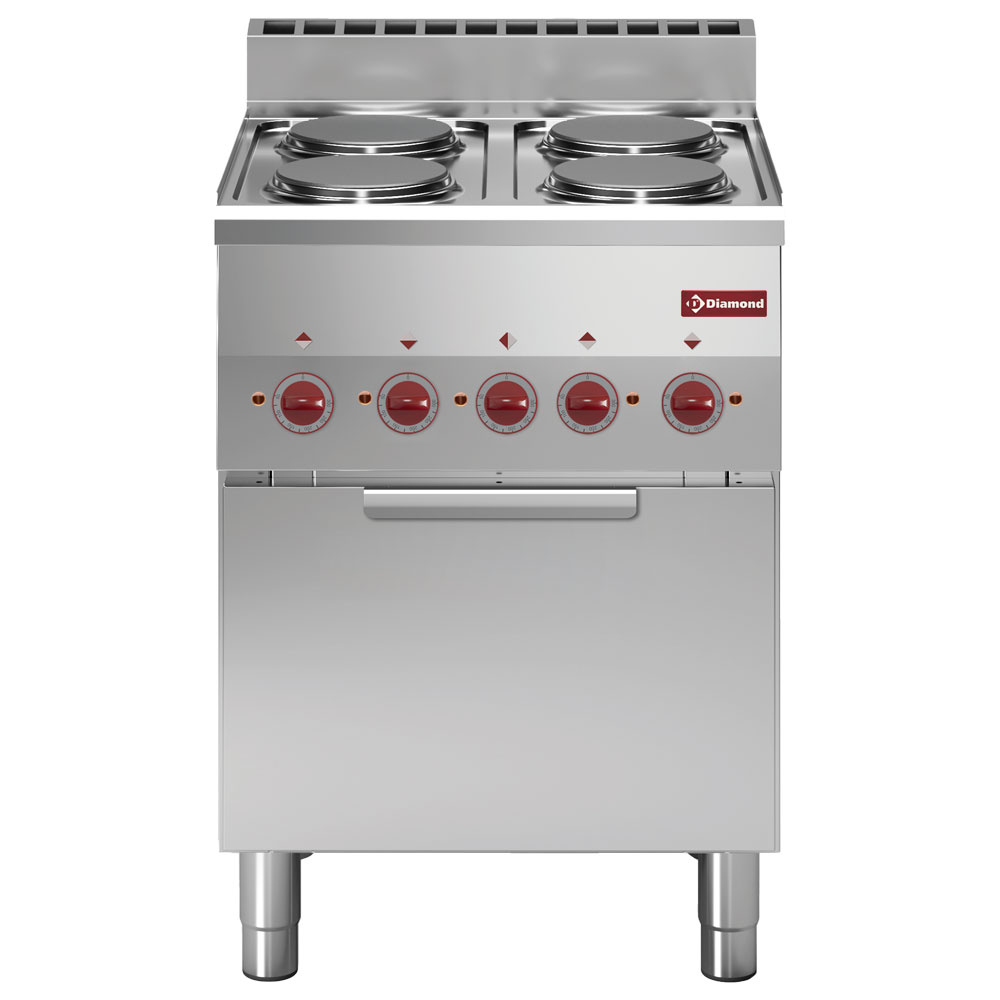Cocina 4 placas y horno a convección eléctrico GN 2/3