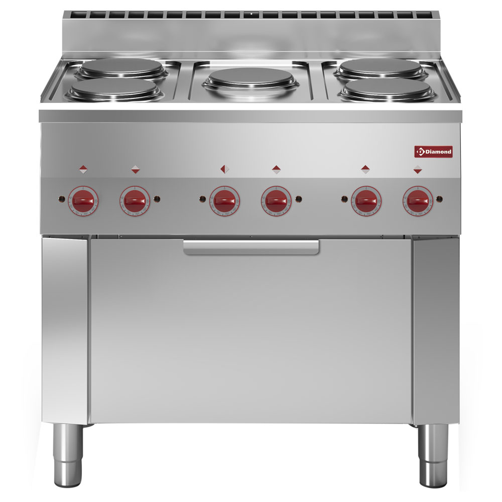 Cocina 5 placas y horno a convexión eléctrico GN 1/1