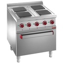 Hornilla con 4 placas cuadrato sobre horno GN 2/1 y grill