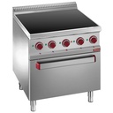 Cocina vitrocerámica 4 zonas, horno GN 2/1 y grill eléctrico