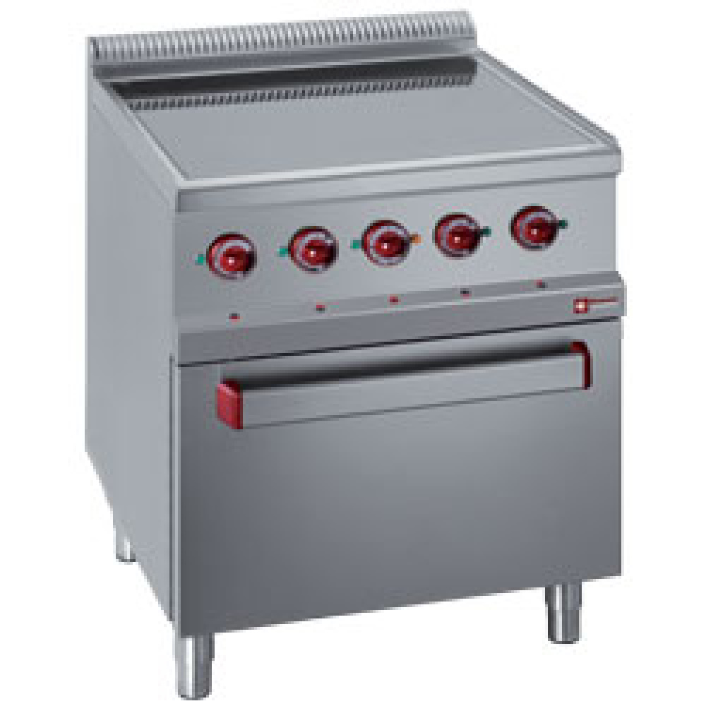 Hornilla eléctrica con 4 planchas en vitrocerámica con horno eléctrico GN 2/1