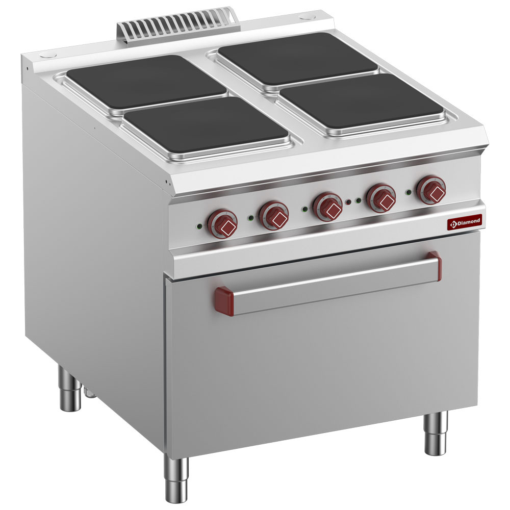 Hornillo eléctrico 4 placas + horno GN 2/1 eléctrico