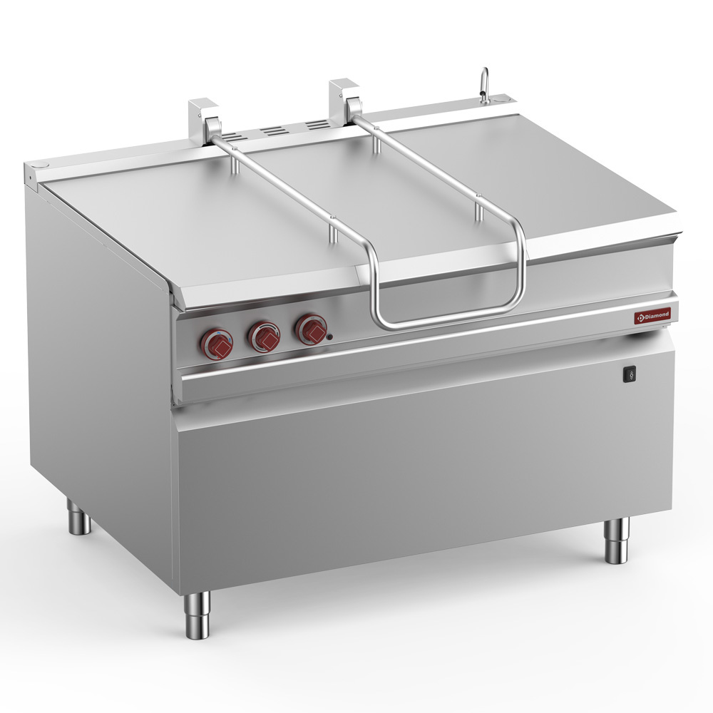 Sarten basculante eléctrico, cuba en inox 120 litros, sobre mueble