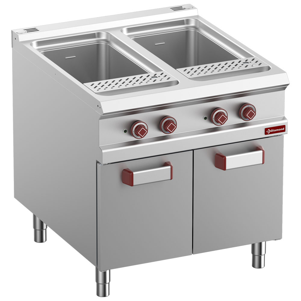 Cocedor de pasta eléctrica 2 cubas x 40 litros, sobre mueble (sin cestas)