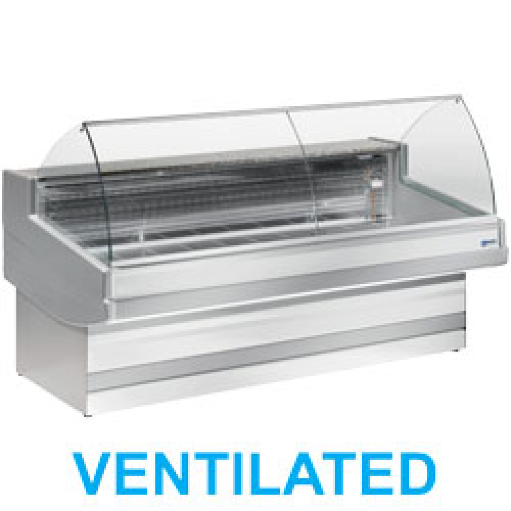 Mostrador vitrina refrigerada ventilado con cristal curveado sin reserva