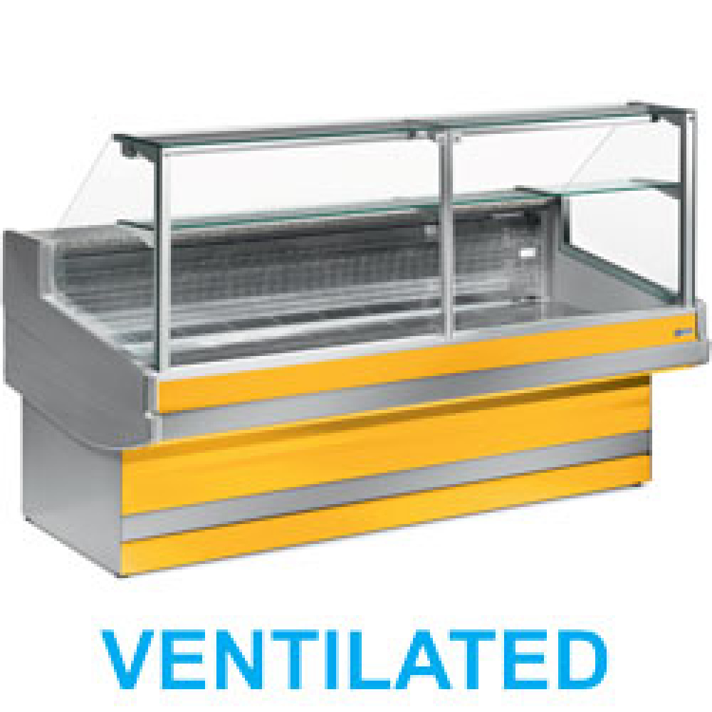 Mostrador vitrina refrigerado y ventilado con cristal 90° sin reserva