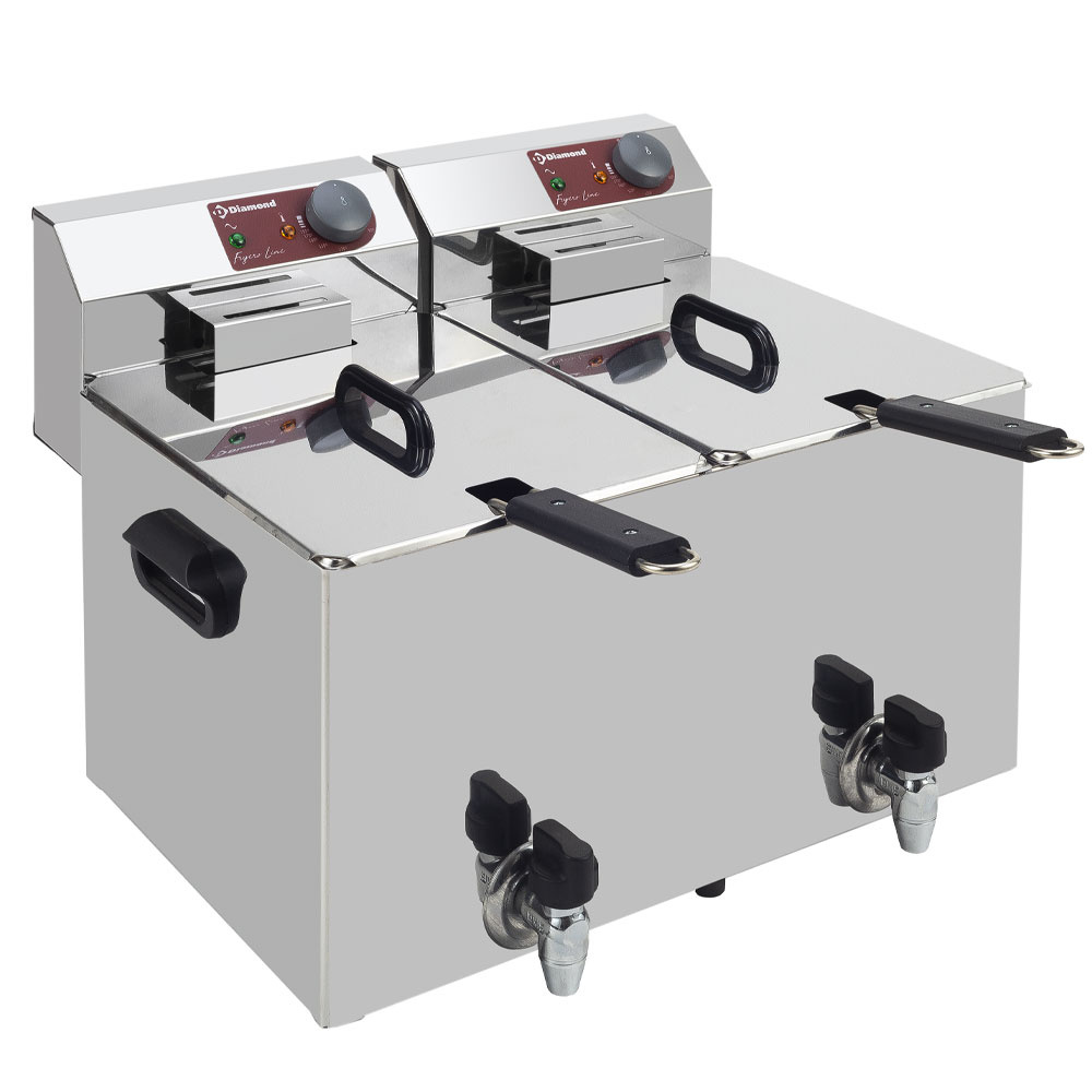 Freidora eléctrica de mesa 2x 8 litros + grifo