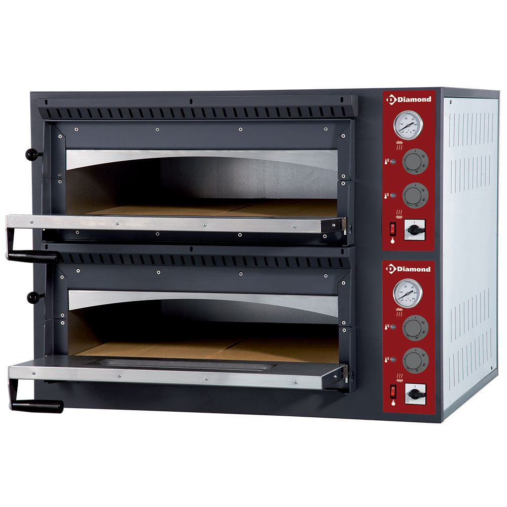 Horno eléctrico 2x 4 pizzas, 2 cámaras