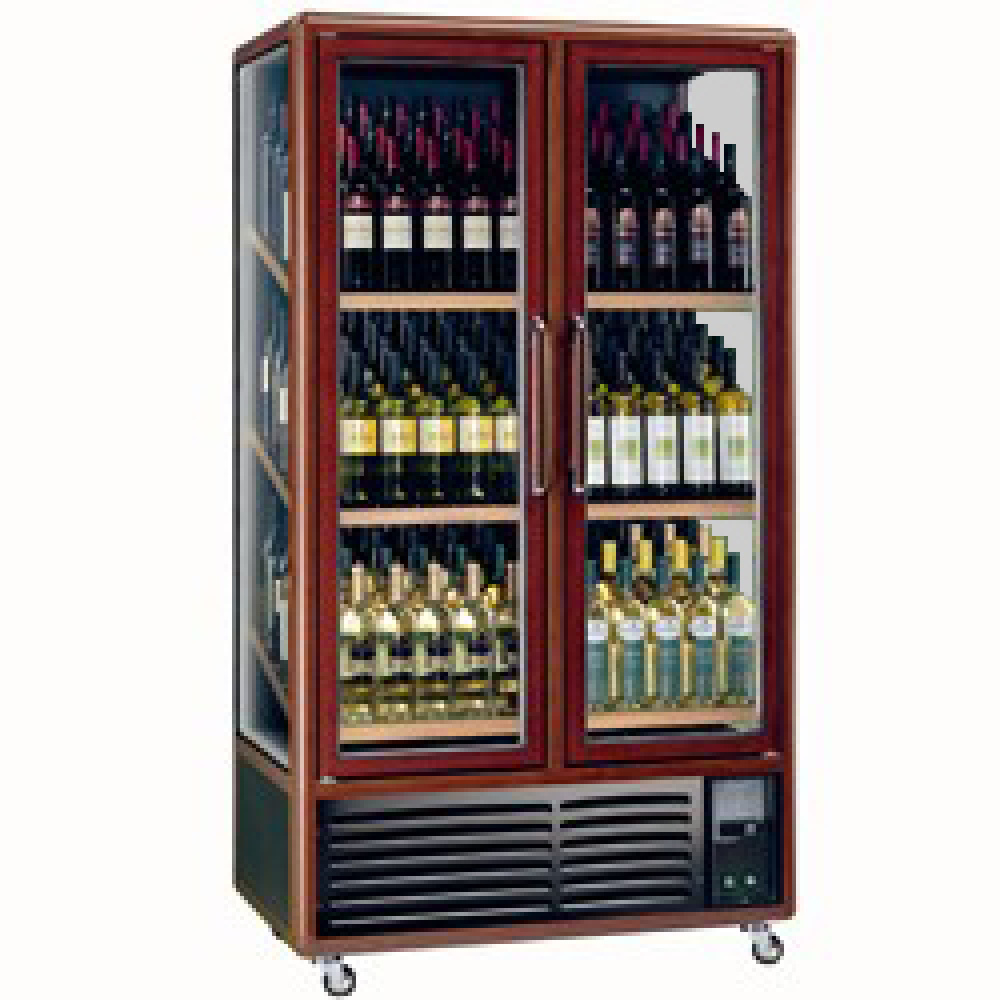 Vitrina almacenamiento para vinos, 680 litros, 3 lados acristalados