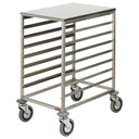 Escalera de rejilllas inox, 8x 600x400 mm, espacio 75 mm, tabla superior inox