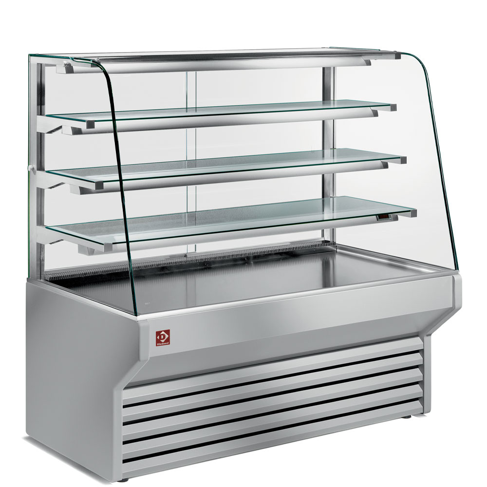 Mostrador vitrina refrigerado cristal curveado