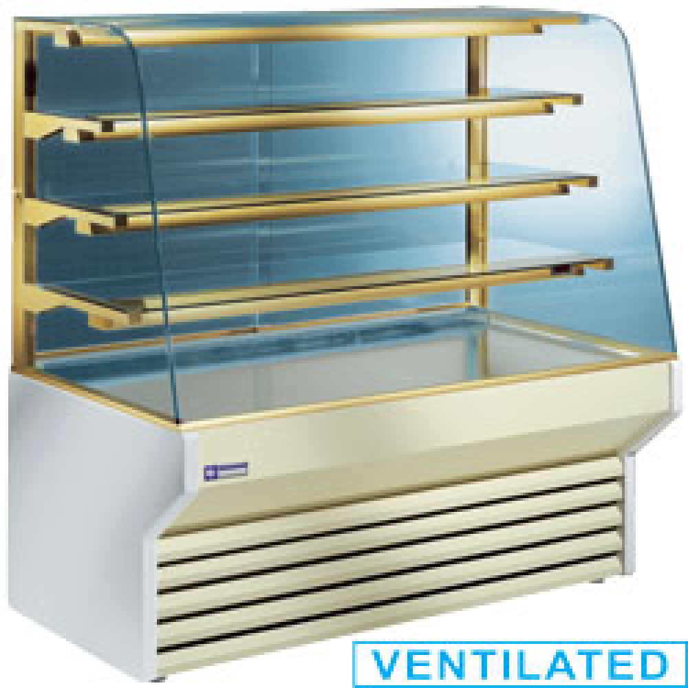 Mostrador vitrina refrigerado cristal curveado