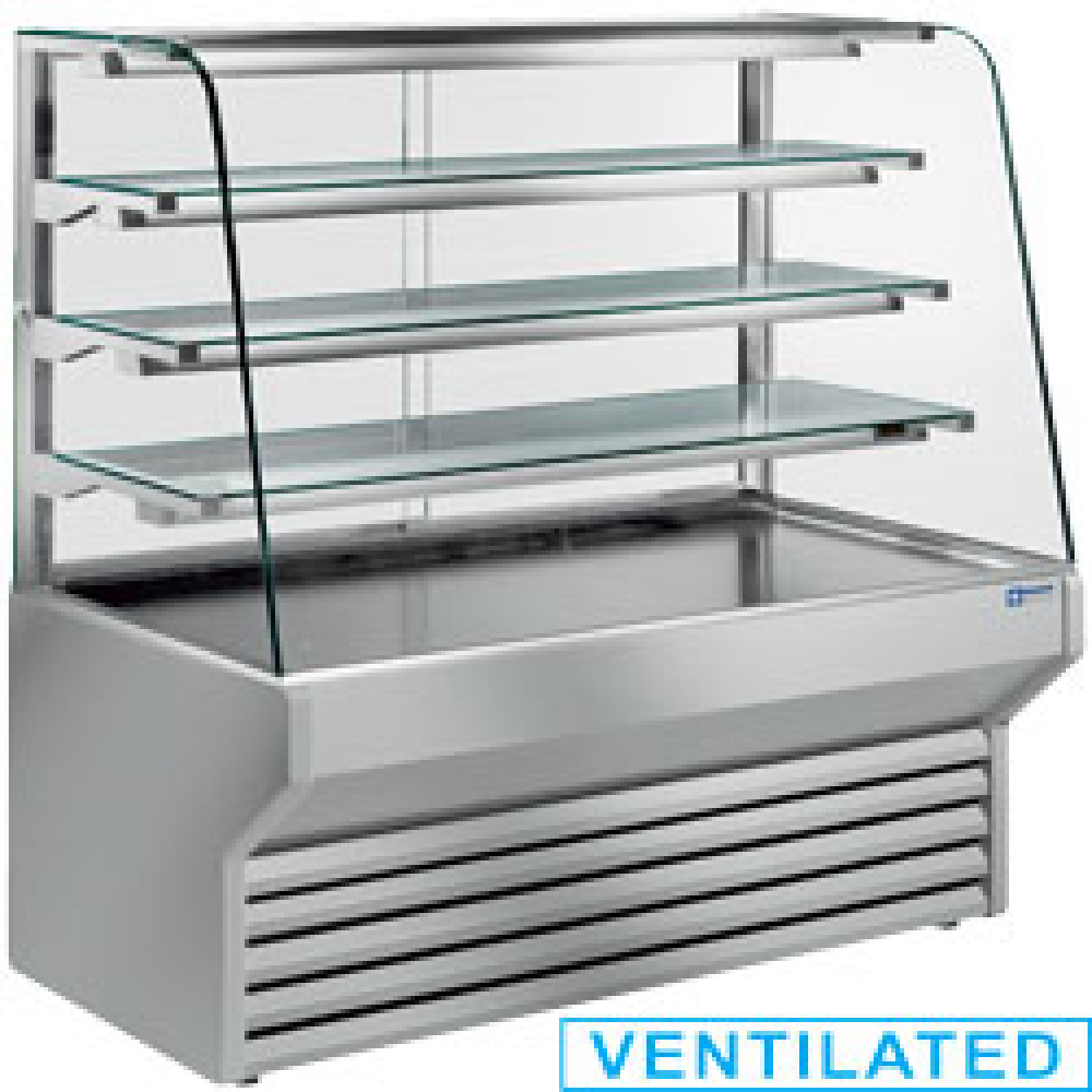 Mostrador vitrina refrigerado cristal curveado