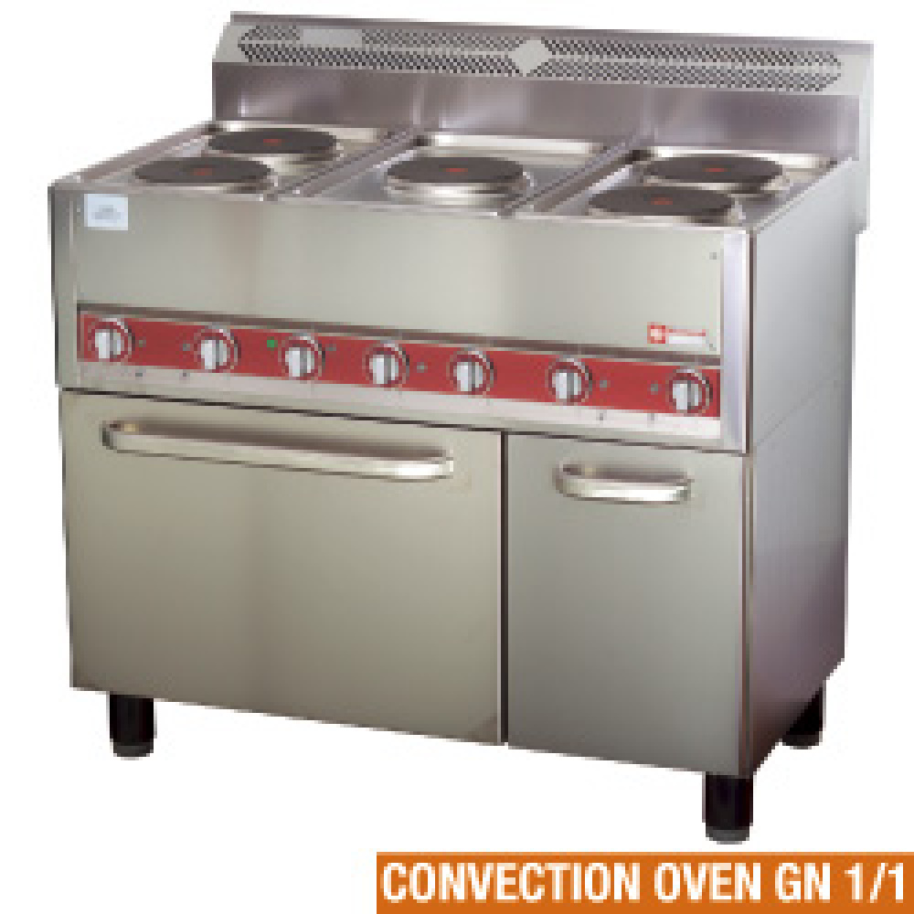 Hornilla electrica 5 placas, su horno de convección 4x GN 1/1