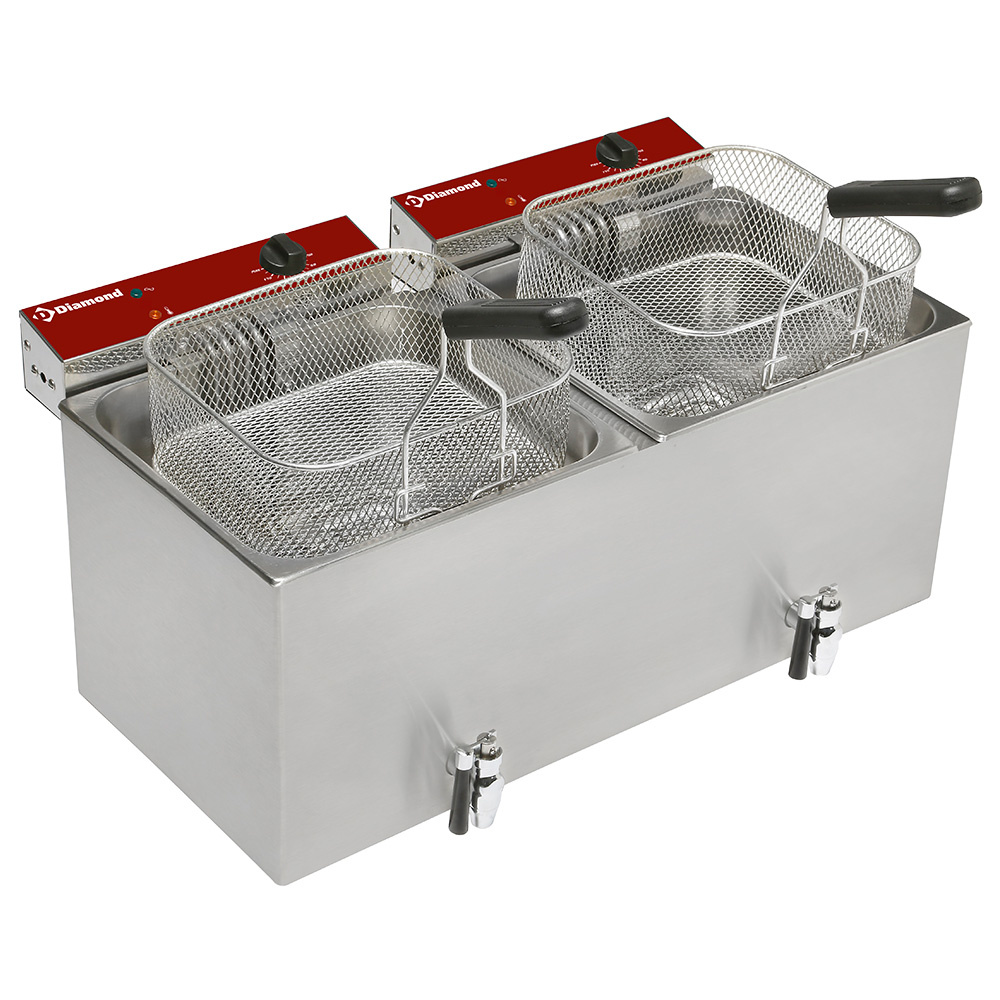 Freidora eléctrica de mesa 2x 12 litros + grifo
