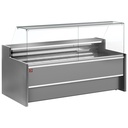 Mostrador vitrina refrigerado ventilado con cristal 90° con reserva - GRIS
