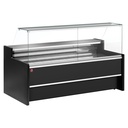 Mostrador vitrina refrigerado ventilado con cristal 90° con reserva - NEGRO