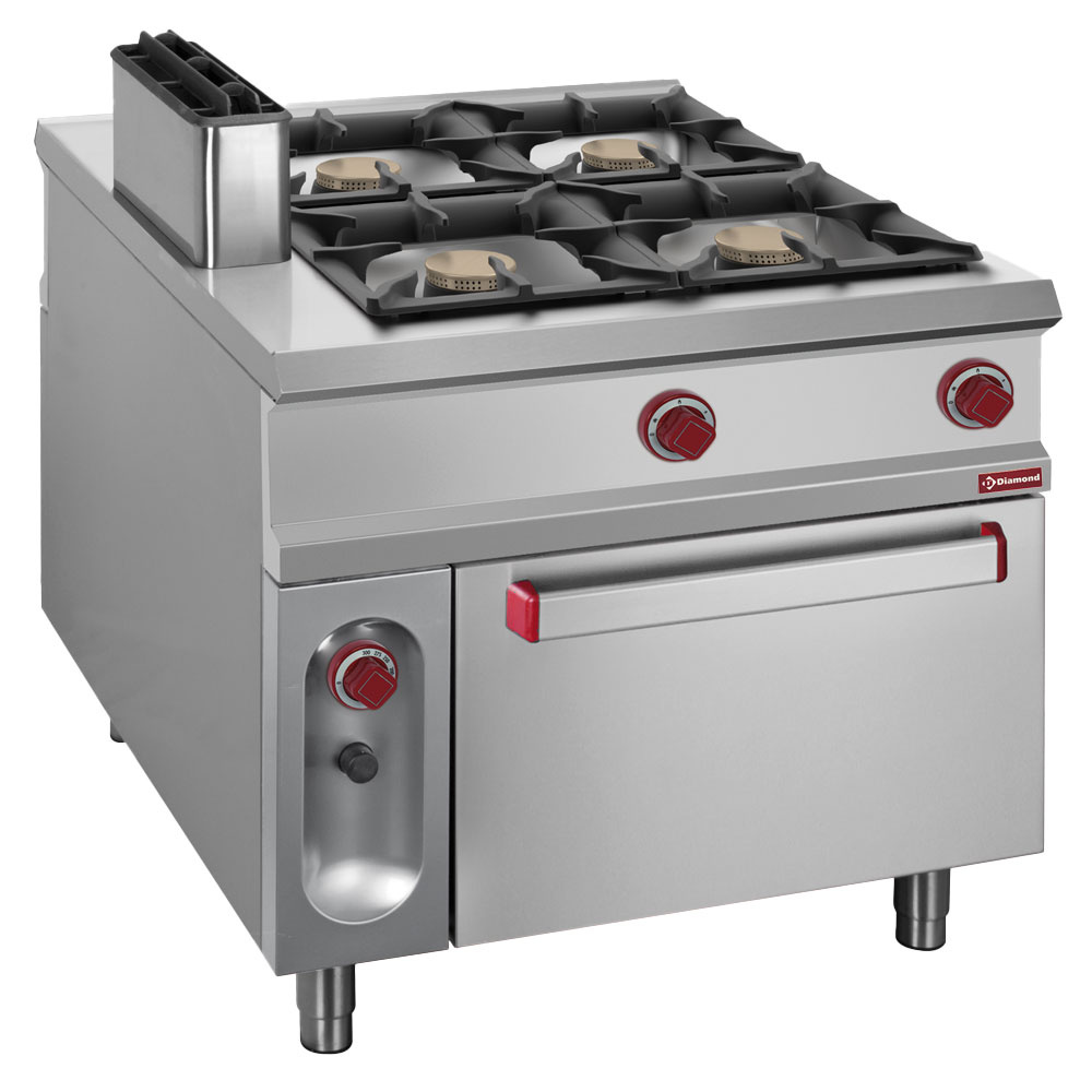 Hornillo 4 fuegos gas + horno de gas GN 2/1 - PASS-THROUGH