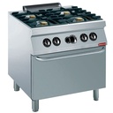 Cocina 4 fuegos 5,5 kW, horno a gas GN 2/1