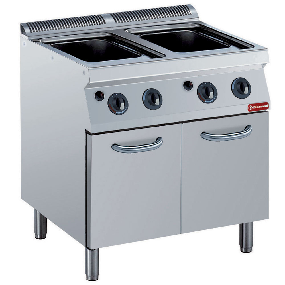 Cocedor de pasta a gas, 2x 24,5 litros, sobre mueble (sin cestas)