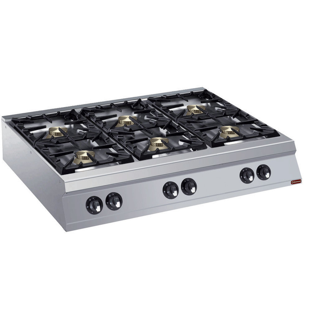 Cocina a gas de 6 fuegos vivos -TOP-