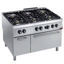 Cocina a gas de 6 fuegos (Power) + horno a gas GN 2/1, armario neutro