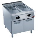 Freidora a gas 2 cubas "Y" 15 lit., quemadores exteriores, sobre mueble