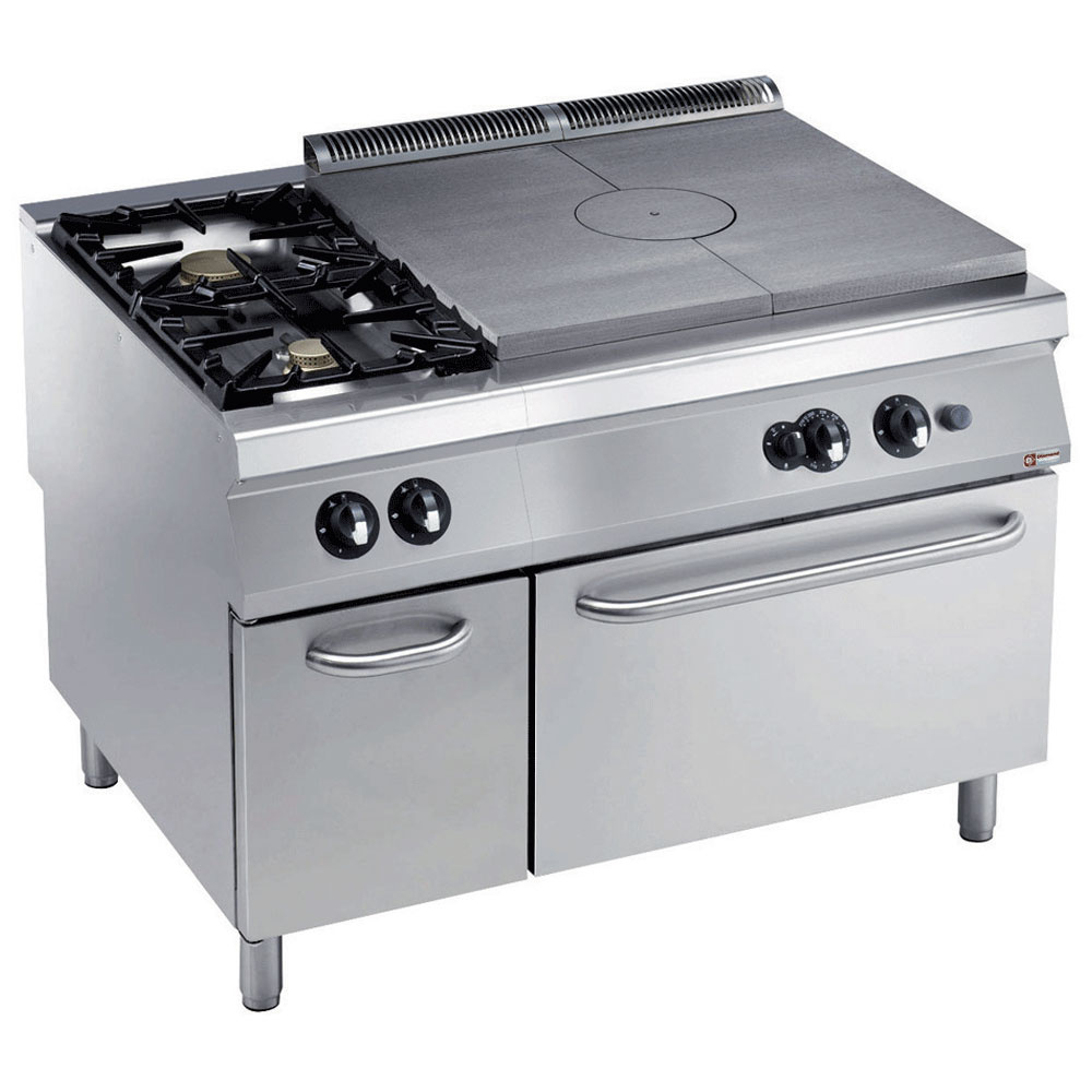 Cocina a gas de placa incandescente, 2 fuegos, horno a gas
