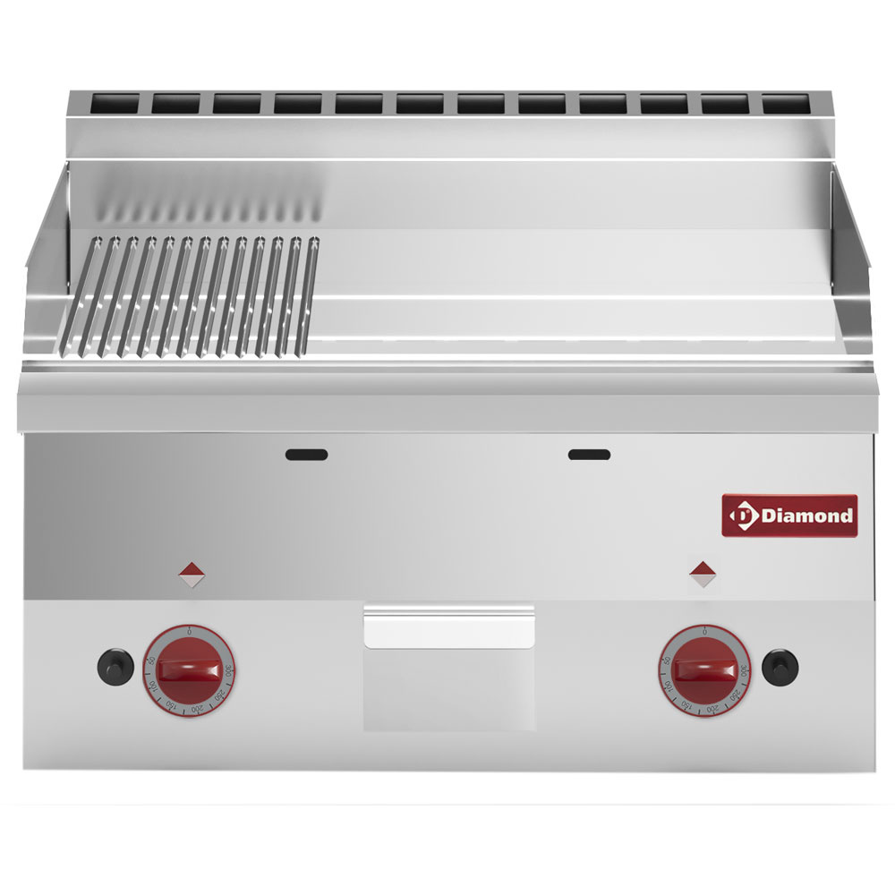 Cocina de plancha a gas, 2/3 lisa y 1/3 ranurada "cromo" -Top-
