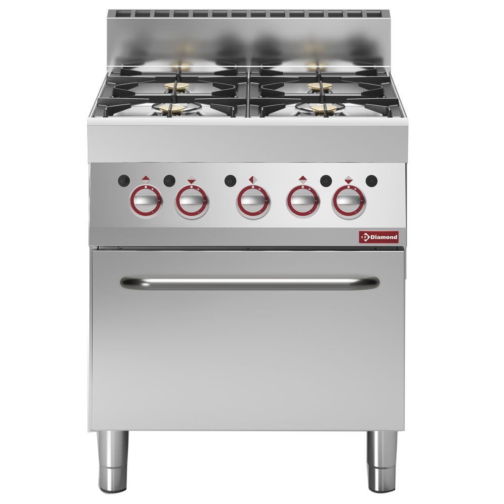 Cocina de 4 fuegos vivos de gas con horno de gas