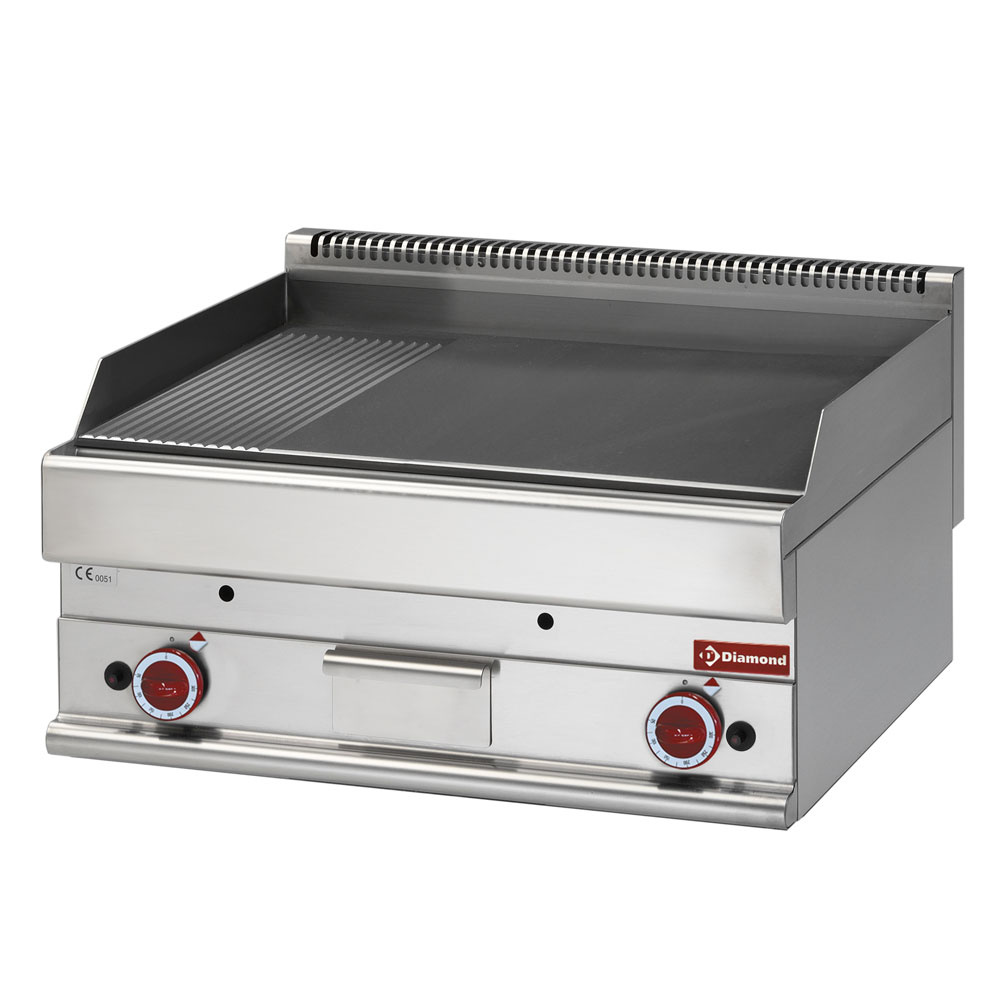 Cocina de plancha de gas 2/3 lisa y 1/3 ranurada -Top-