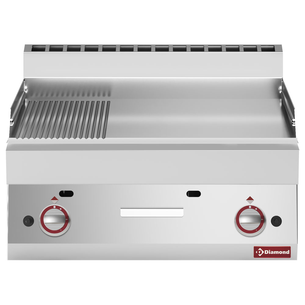 Cocina de plancha de gas 2/3 lisa y 1/3 ranurada -Top-
