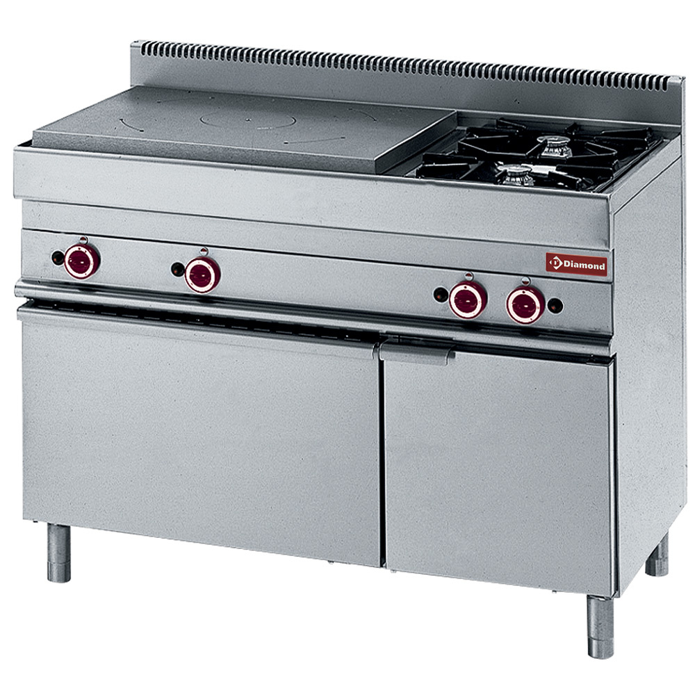 Cocina a gas con plancha incandescente, horno de gas, armario neutro