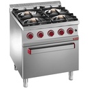 Hornilla de gas de 4 fuegos vivos, horno eléctrico GN 2/1