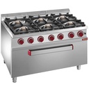 Hornilla de 6 fuegos vivos, con horno maxi de gas