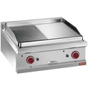 Cocina de plancha a gas, 1/2 liso 1/2 ranurada, cromo duro, módulo 1/1  -TOP-