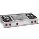 Cocina con 4 fuegos vivos, plancha incandescente-Top-