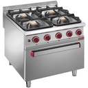 Hornilla 4 fuegos de gas, con horno electrico GN 2/1