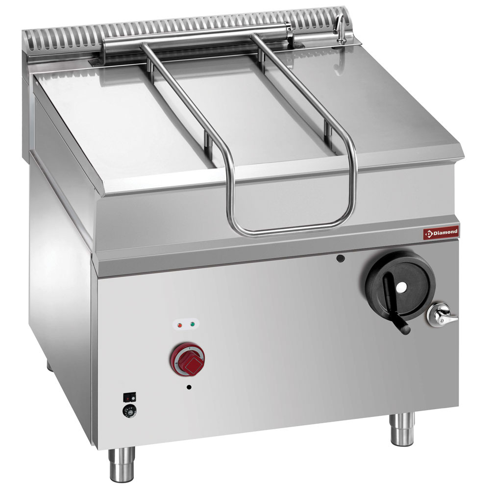 Sarten basculante de gas, cuba en inox 80 litros, sobre mueble