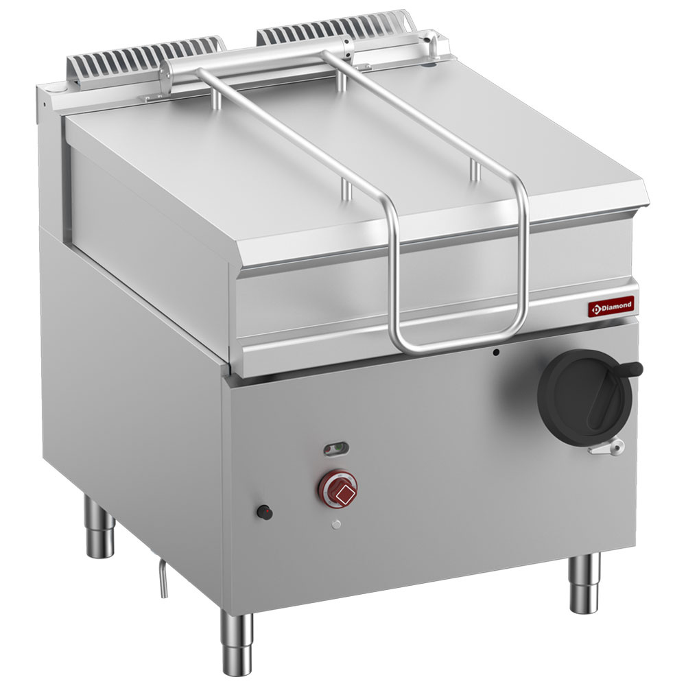 Sarten basculante de gas, cuba en inox 80 litros, sobre mueble