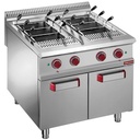 Cocedor de pasta de gas, 2 cubas x 40 litros, sobre mueble (sin cestas)