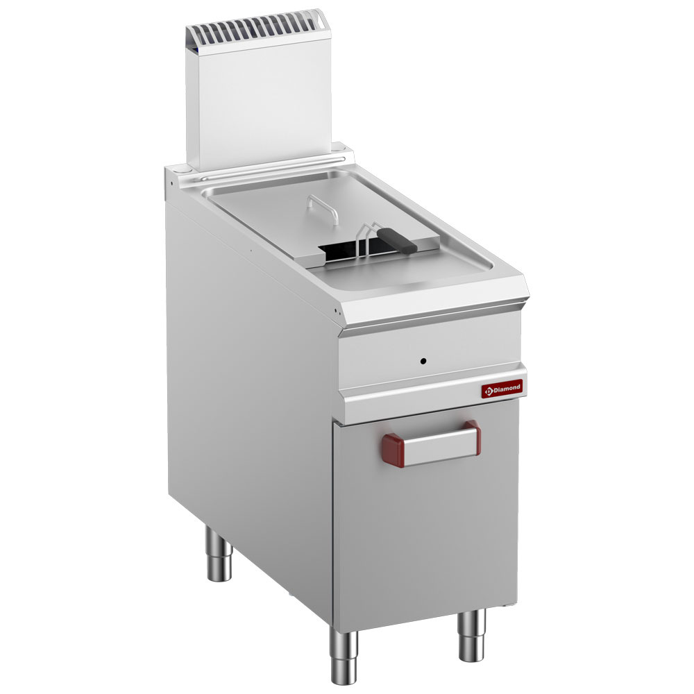 Freidora de gas 1 cuba de 18 litros (18 kW) en mueble cerrado