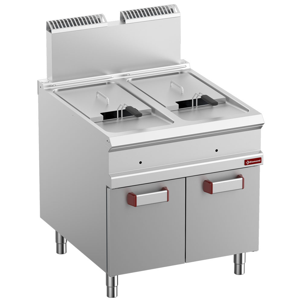 Freidora de gas 2 cubetas 18 litros (2x 18 kW) + armario cerrado