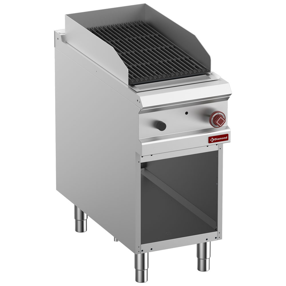 Grill de piedra de lava, mód. 1/2, rejilla de hierro fundido "2 caras", mueble abierto