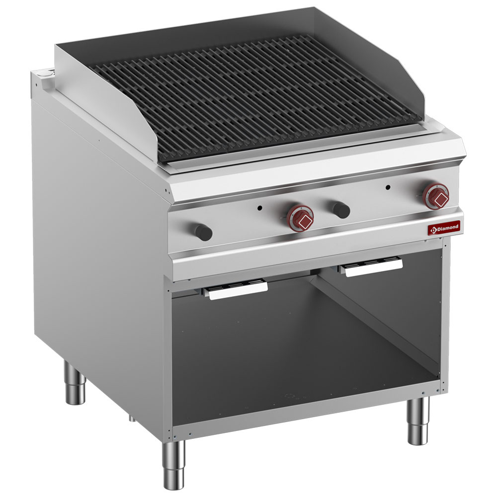 Grill de piedra de lava, mód.1/1, rejilla de hierro fundido "2 caras", mueble abierto