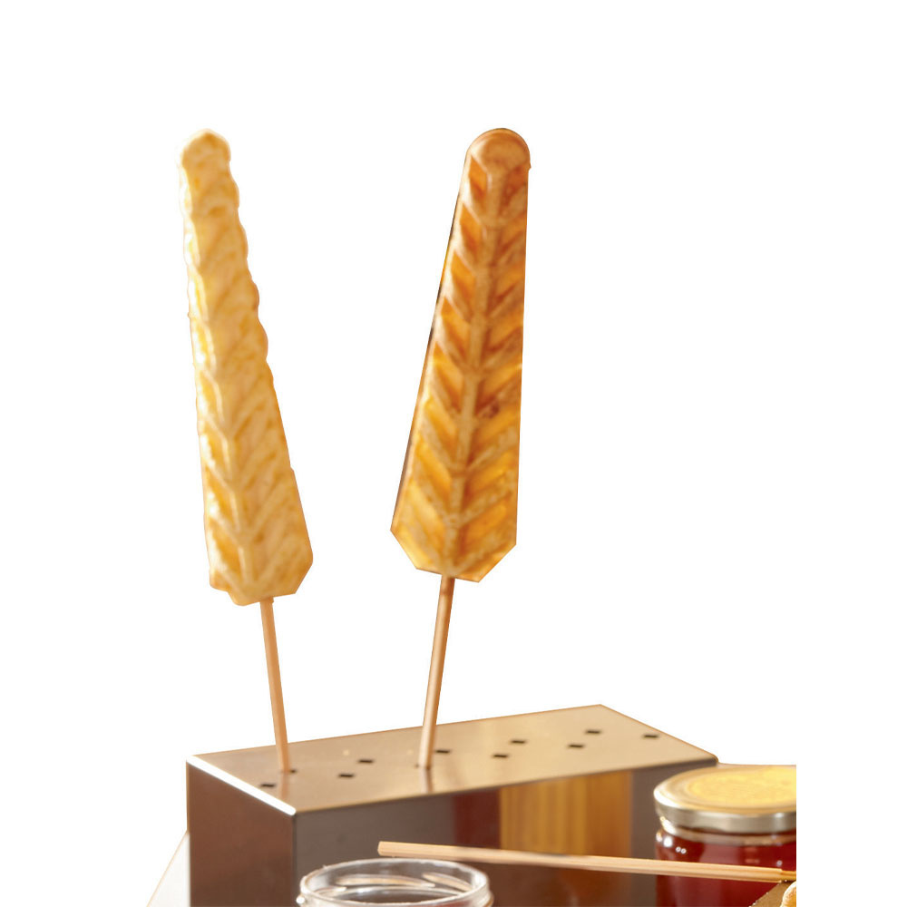 Exhibidor en acero inox. para gofres en palito